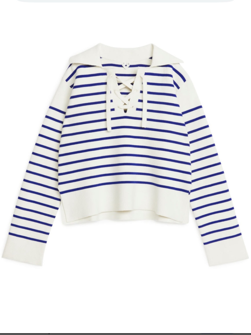 Striped Lace-Up Sweater
